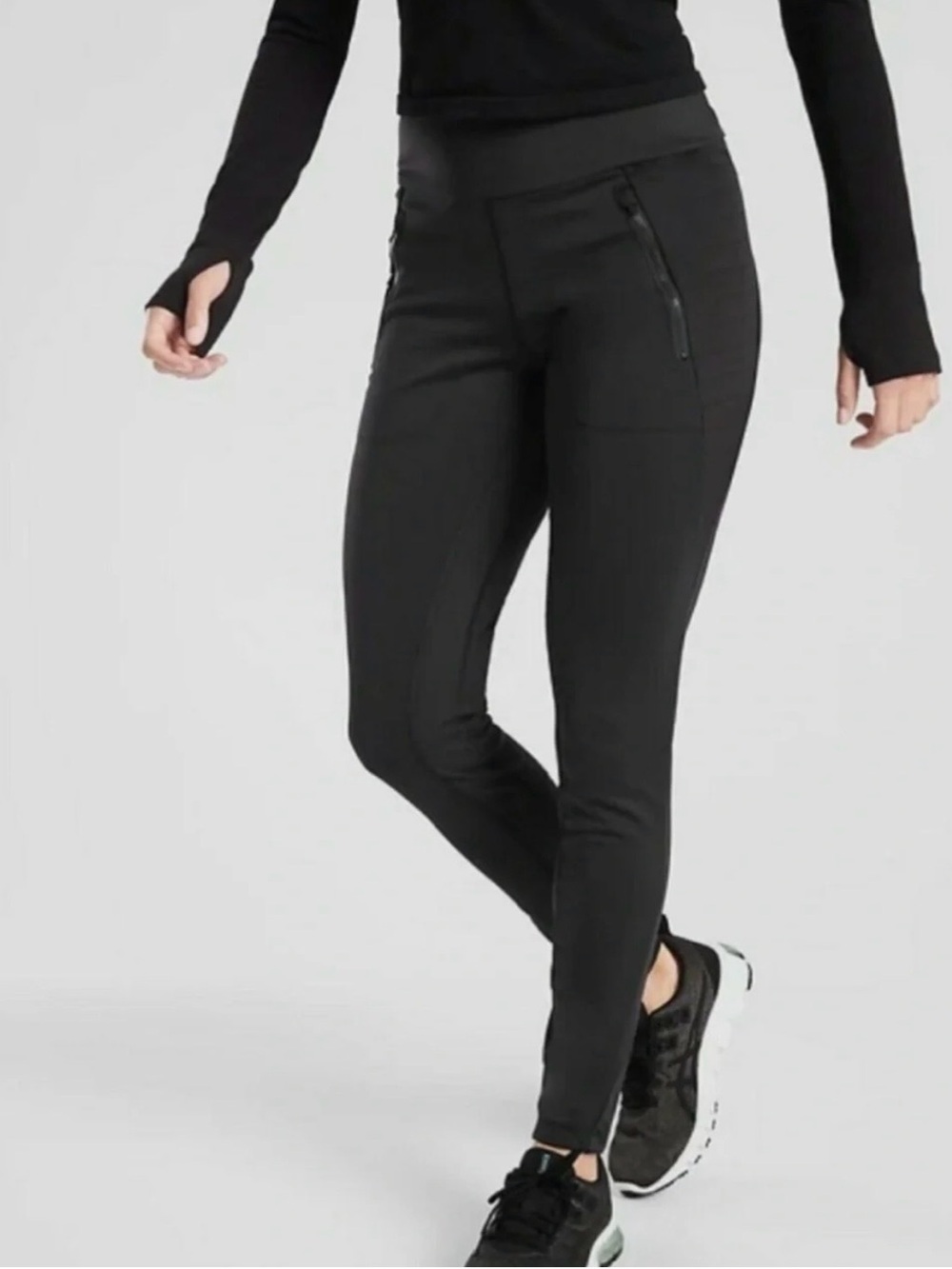 Athleta Peak Hybrid Fleece Tight Black Large High-Waist Active Leggings